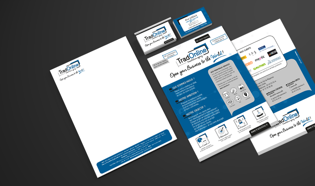 Création de carte de visite et outils de papeterie Tradonline Laval – Studio graphique Vert Anis